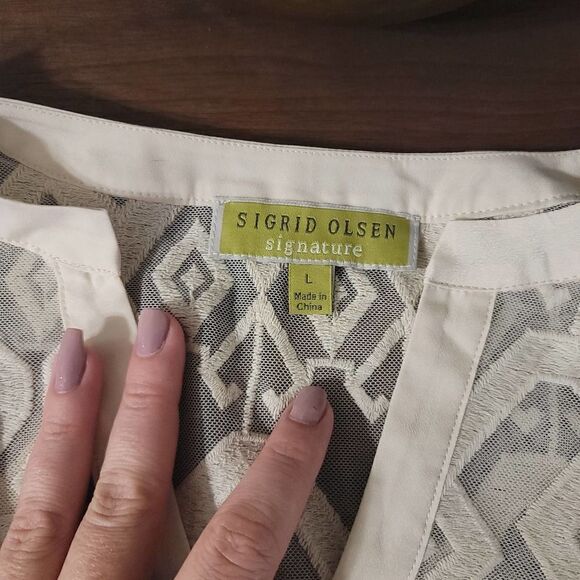 NWT Sigrid Olsen Signature Lace Tunic Sz L - Picture 4 of 5